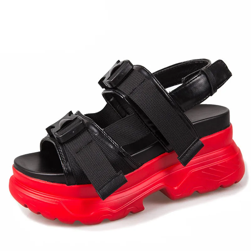 Women's Platform Sandals Shoes / Thick-Soled Wedge Heels Shoes / Buckle Beach Slides Sandals