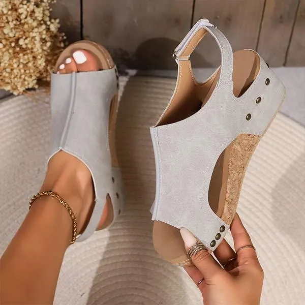 Women's Thick-Soled Wedge Heel Fish Mouth Sandals 78281666C
