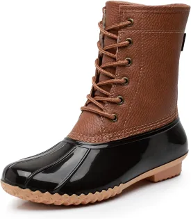 Women's Winter Duck Boots, GAWBAW Waterproof Lace Up Ankle Snow Rain Boots For Women