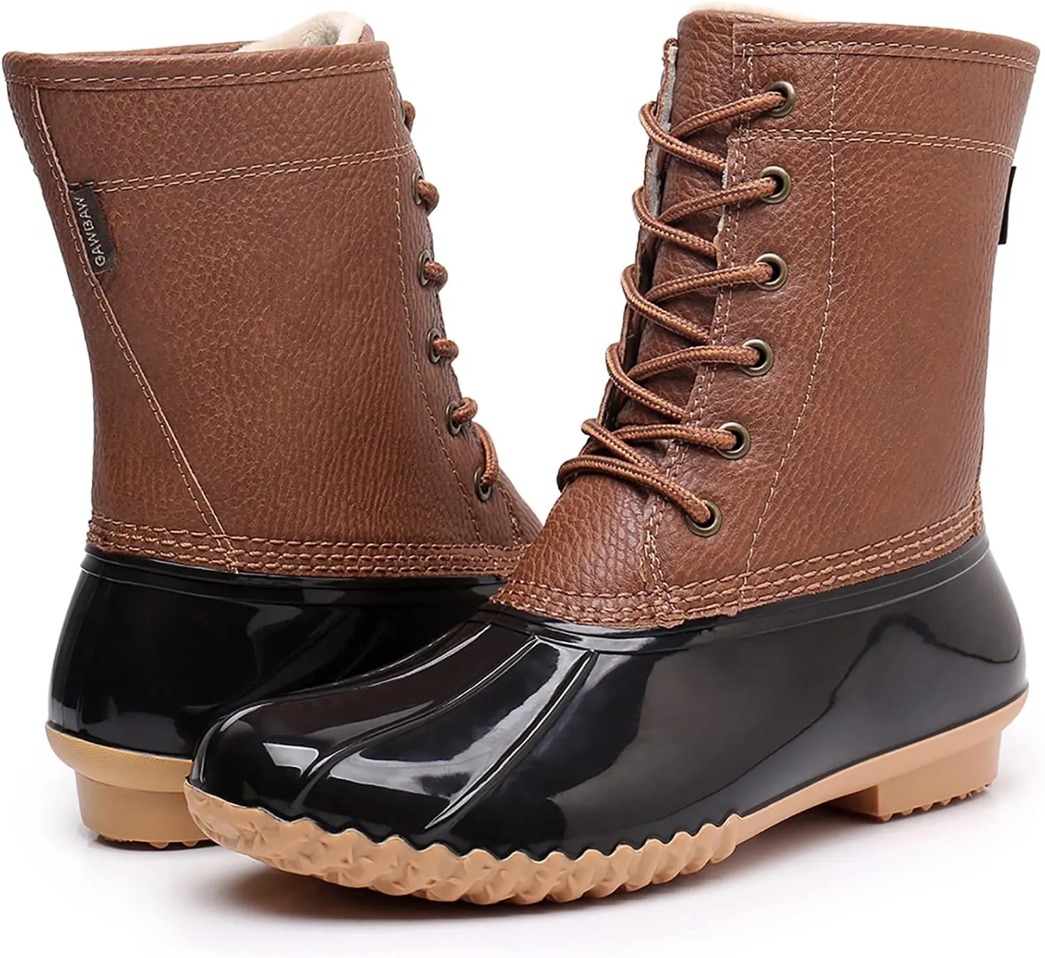 Women's Winter Duck Boots, GAWBAW Waterproof Lace Up Ankle Snow Rain Boots For Women