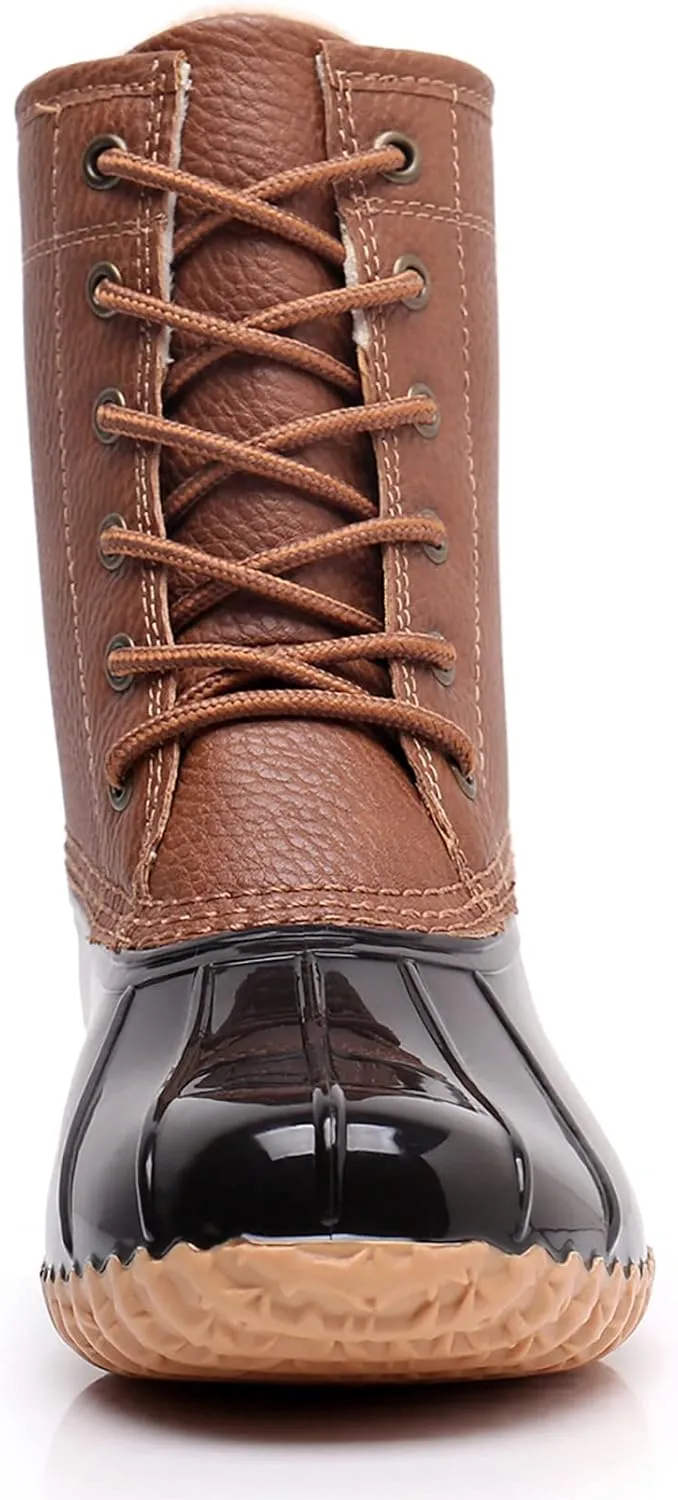 Women's Winter Duck Boots, GAWBAW Waterproof Lace Up Ankle Snow Rain Boots For Women